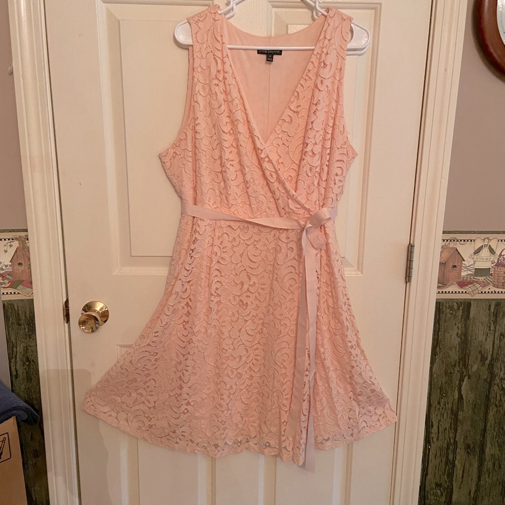 Lane Bryant summer sleeveless lace crossover swing dress